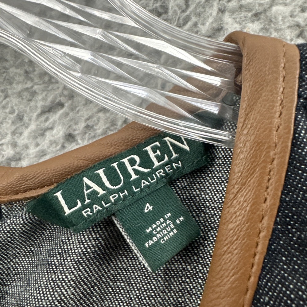 Lauren Ralph Lauren Sheath Denim Jean Dress Western Rodeo Boho Cotton Women's 4 - Picture 4 of 7